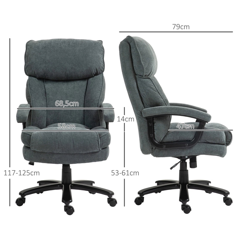 Sedia da ufficio ergonomica con funzione dondolo e altezza regolabile, supporto fino a 200 kg in poliestere grigio