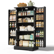 Mobile Dispensa 60x40x120 cm Nero con LED Sensore; 2 Ante; Ripiani Regolabili e Portaoggetti