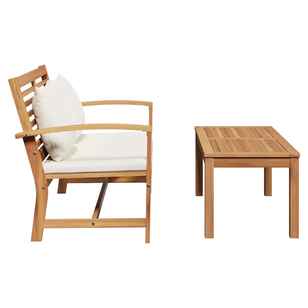 Salotto da Giardino-Set Panchina e Tavolo da Giardino con Cuscini 2 Pezzo 198023