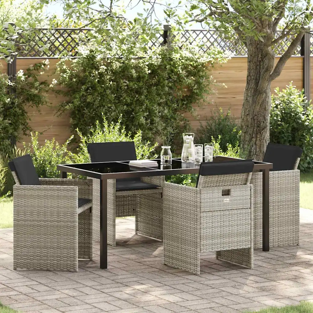 Set da Pranzo per Giardino 5 pcs Grigio chiaro polyrattan