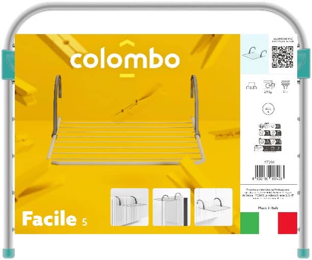 Stendino Stendibiancheria da appendere al balcone o termosifone mod.Facile 3/5 COLOMBO