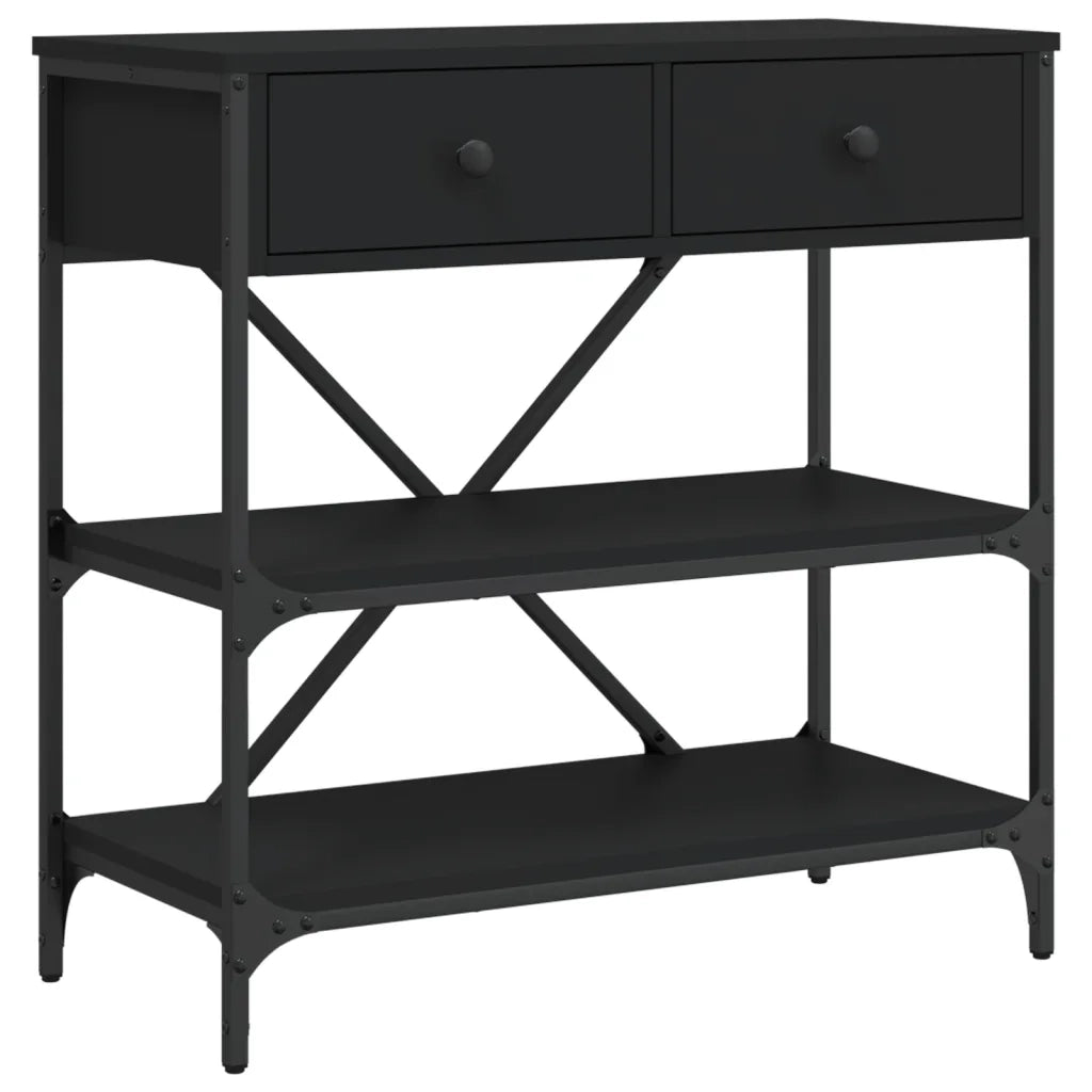 Tavolino Consolle Nero 75x34,5x75 cm in Legno Multistrato 833408