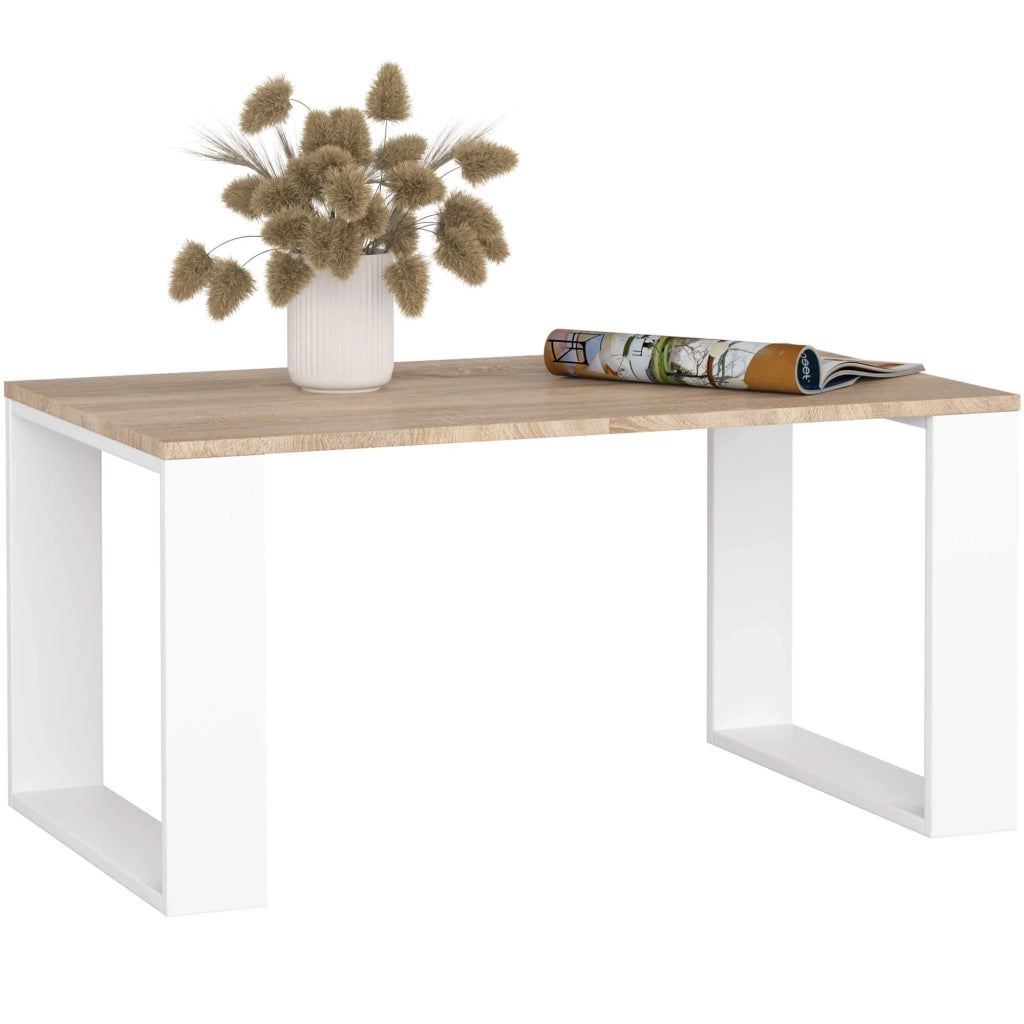 Tavolino da caffè AKORD NOX Sonoma Quercia 92 cm gambe Bianche 92x53x45 cm