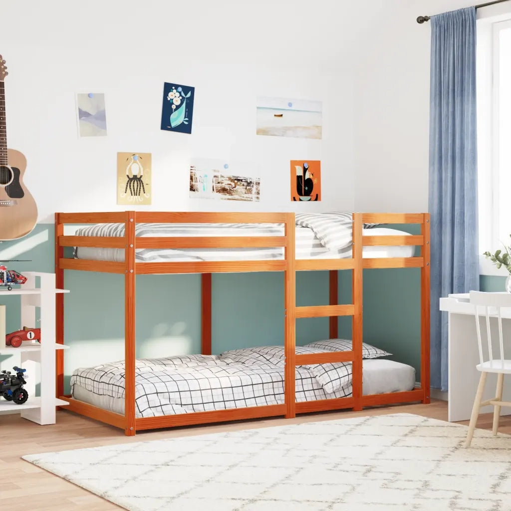 Letto singolo | Letto per adulti | Letto a Castello Marrone Cera 90x190 cm in Legno di Pino