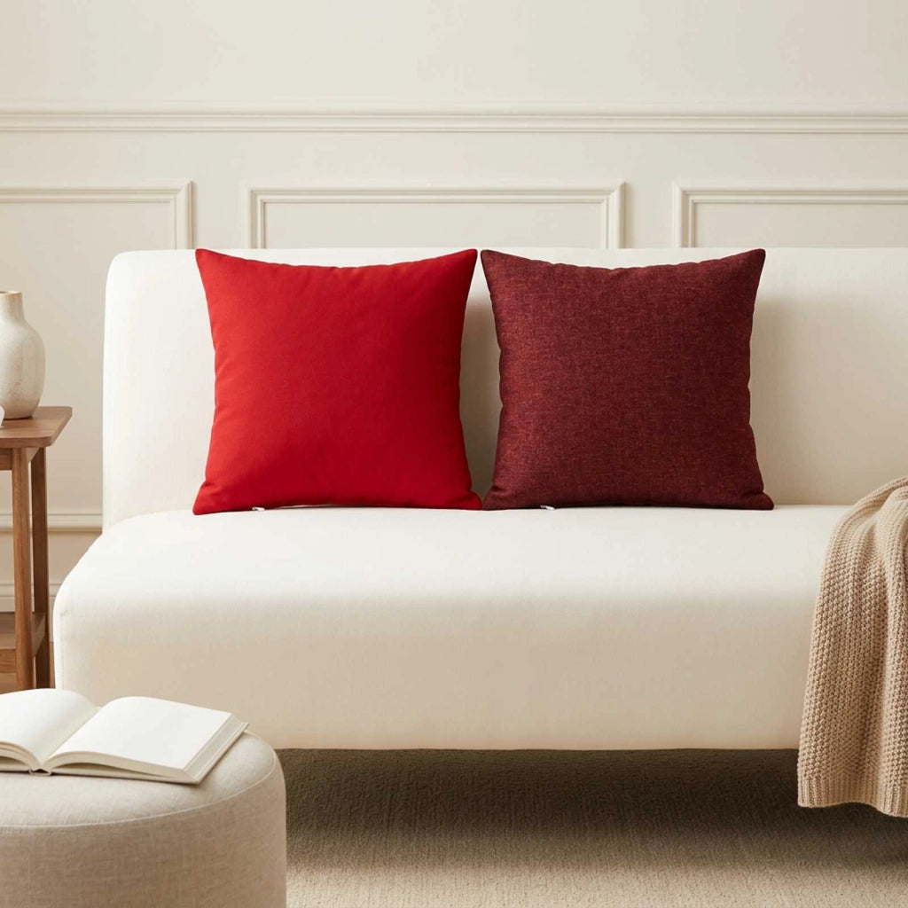 Cuscino con cuscino HEERLEN 6 pz Rosso Vino Tessuto 924136