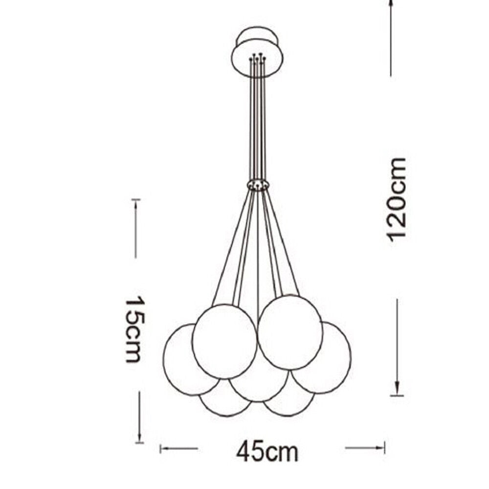 Lampadario a sospensione color bronzo lampada minimal da soffitto con sette sfere bianche opache attacco lampadine G9