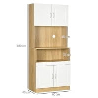 Mobile Dispensa Alto in Truciolato a 4 Ante con Armadietti e Ripiano Aperto, 80x40x180 cm