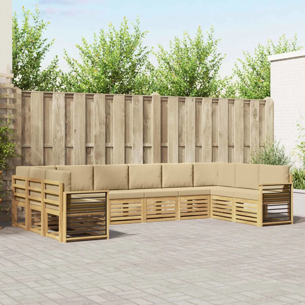 Set divano sezionale 10 pcs Bianco e Beige 363 x 187,5 x 73 cm