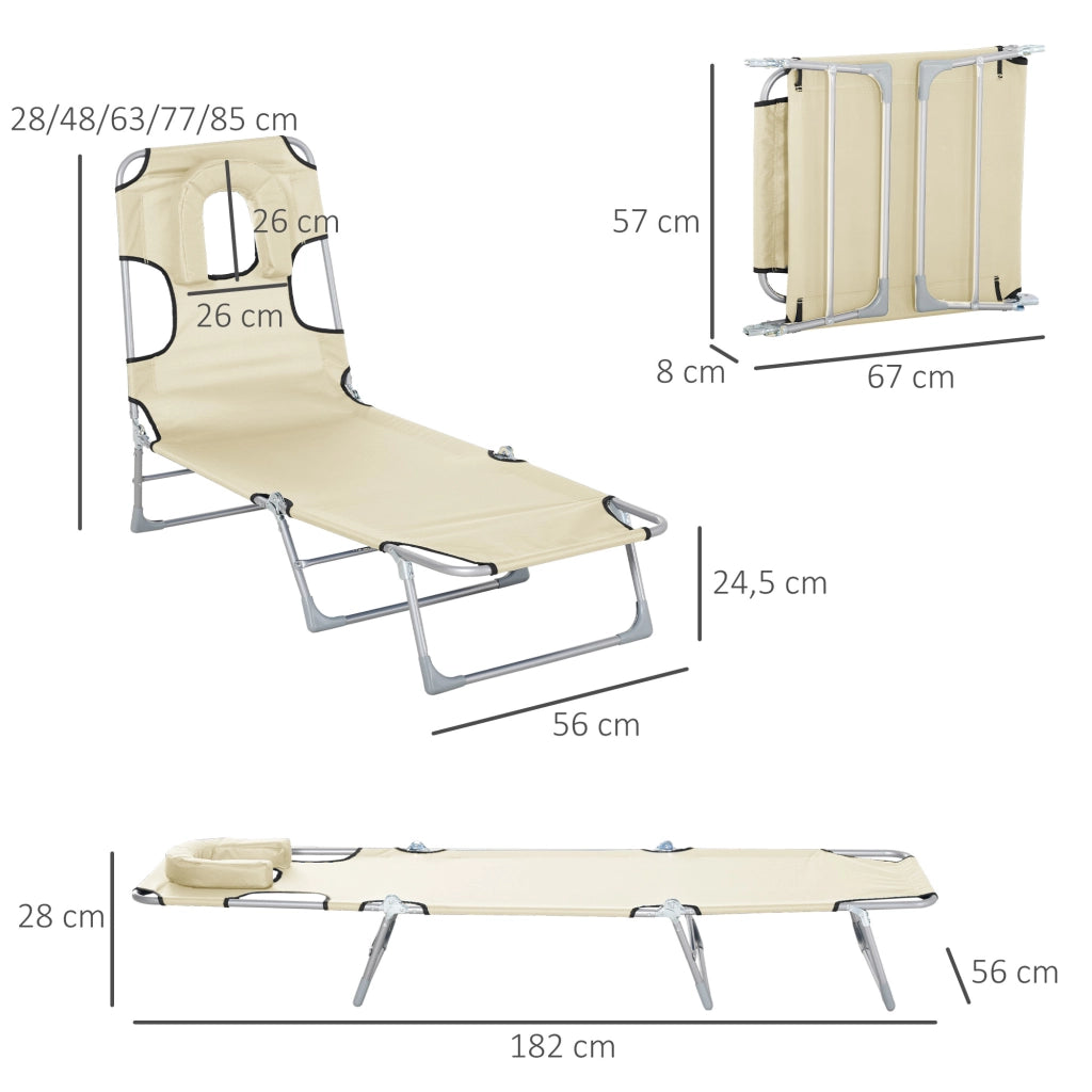 Tumbona reclinabile pieghevole da giardino ¨C zephmum ¨C 182x56x28 beige