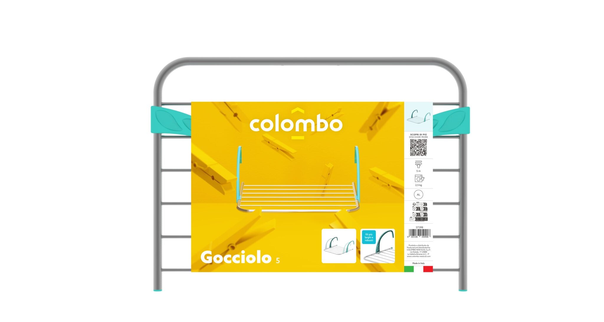 Stendino Stendibiancheria da balcone o termosifone in Alluminio mod.GOCCIOLONE 5 COLOMBO