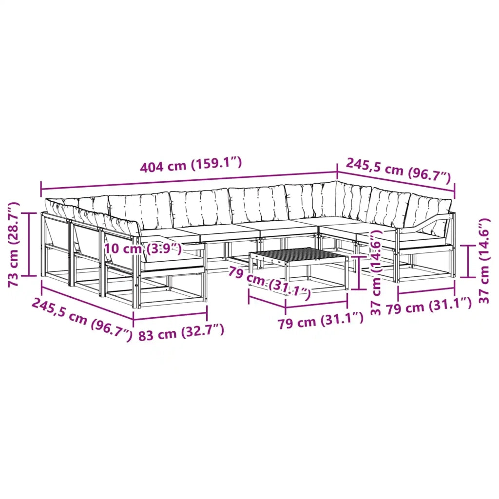 Set di divani da esterno 10 pcs Bianco e Grigio Chiaro 3389101