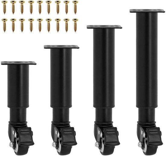 Set di 4 Pieghevoli Punti di Sostegno con Ruote a Sfera - 360 Gradi Rotanti - Ruote a Frizione - Nero - Sostenibilità - Punti di Sostegno per Mobili