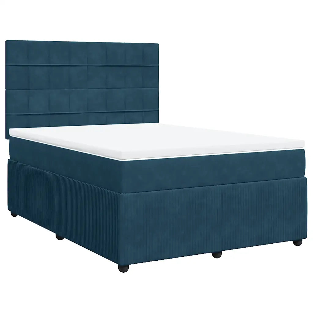 Giroletto a Molle con Materasso Blu Scuro 140x200 cm in Velluto