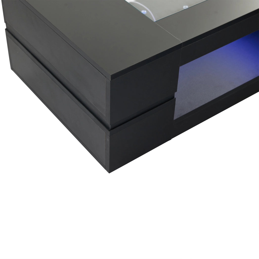 TAVOLINO DA CAFFÈ LED 100x50x35 cm Nero in truciolare e vetro temperato