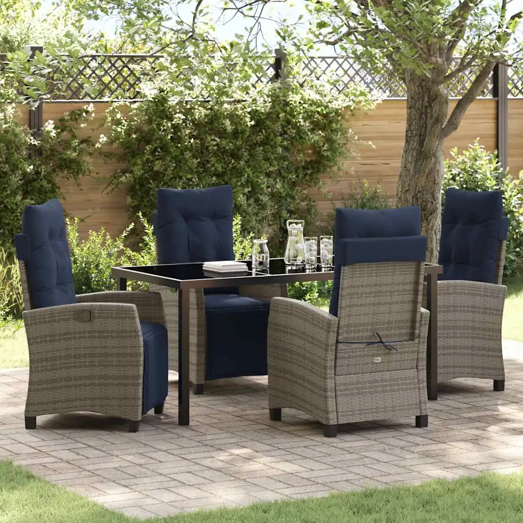 Set da Pranzo per Giardino con cuscino 5 pcs Grigio polyrattan 3380473
