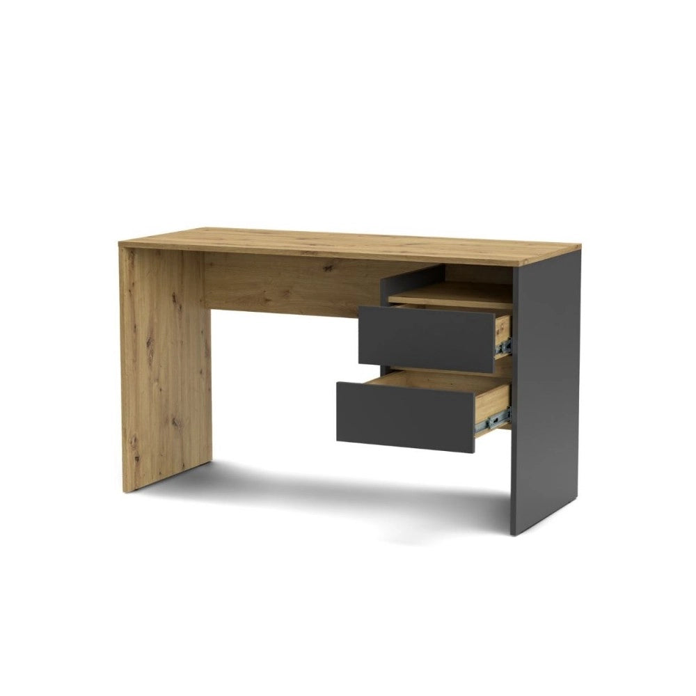 Scrivania con 2 cassetti Paco3 125x51,6x75,5H colore rovere e antracite