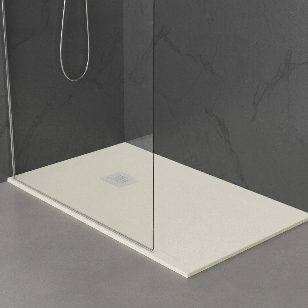 Piatto doccia 90x100 in marmoresina effetto pietra beige riducibile Ten
