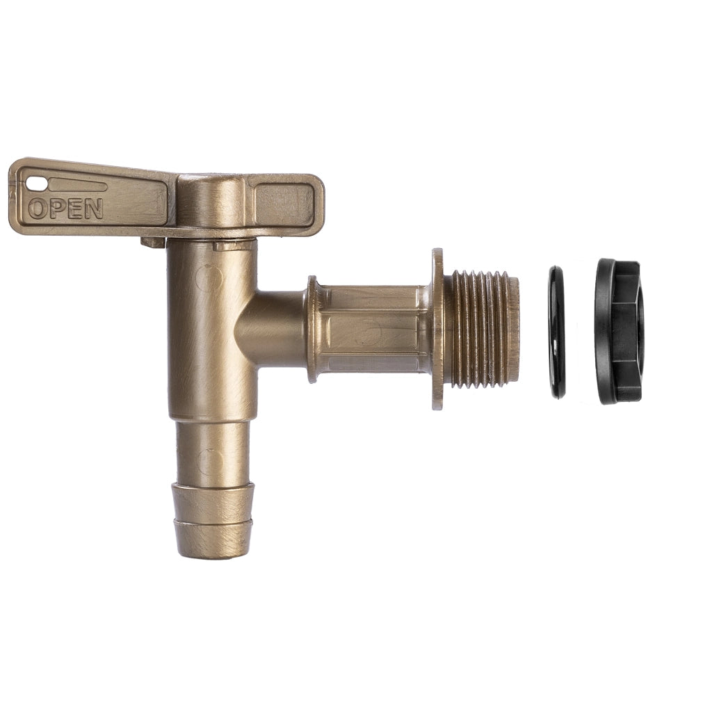 Rubinetto da giardino KADAX 3/4 per serbatoio di acqua piovana con valvola a barilotto.