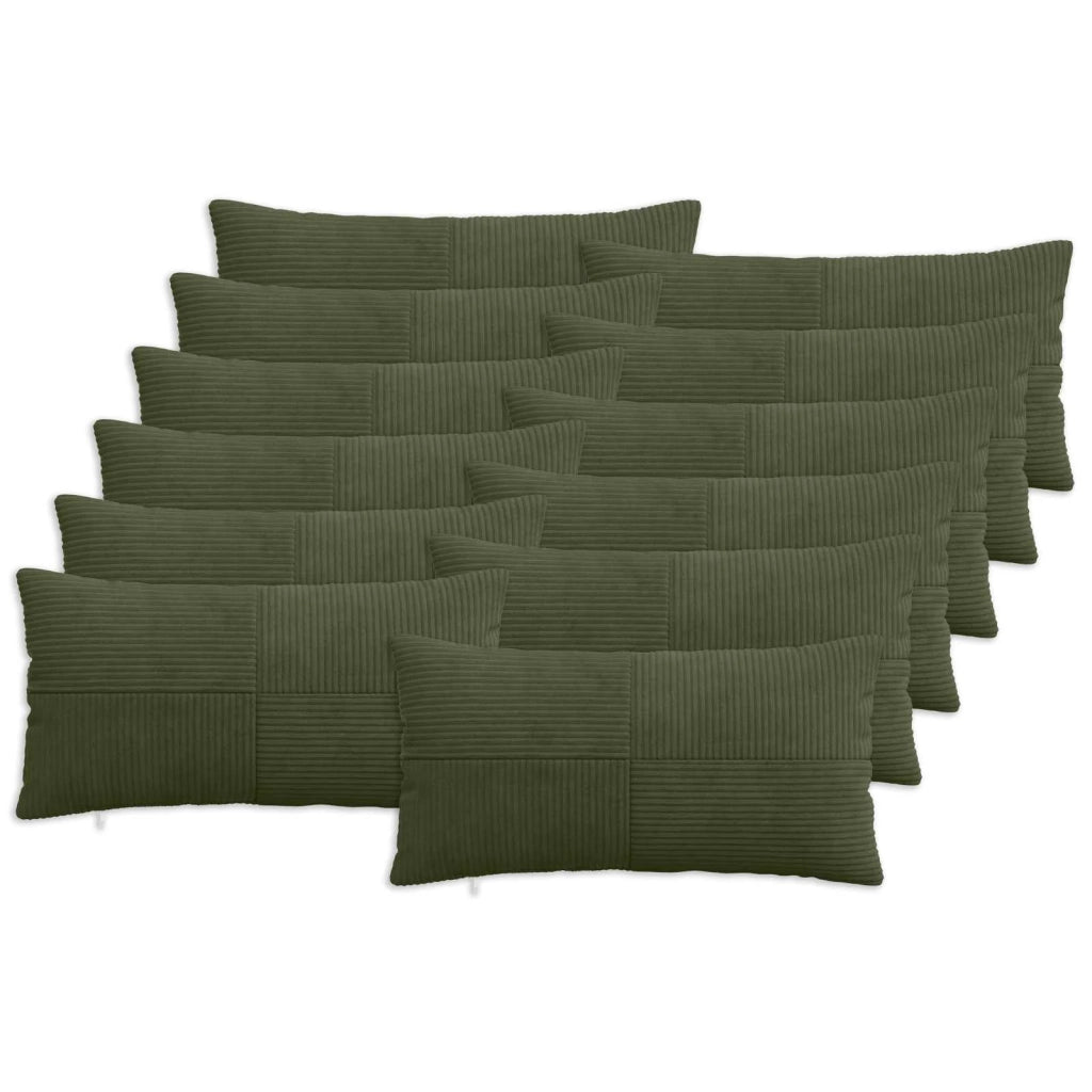 Federa 12 pcs ALMELO Verde 40 x 80 cm corduroy 914637