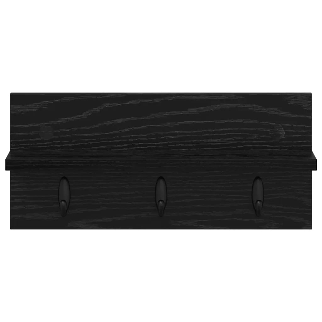 Appendiabiti a muro Rovere Nero 40 x 10,5 x 18 cm 874380