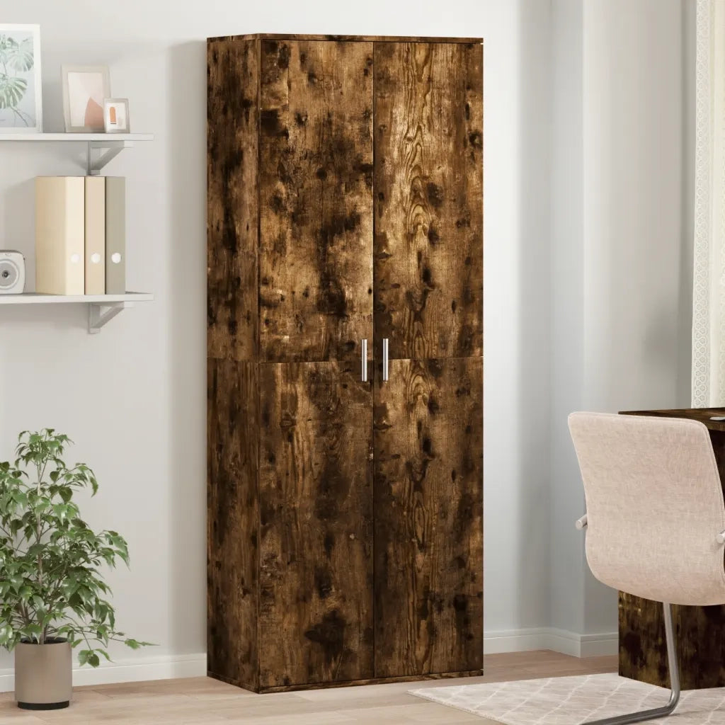 Credenza-Buffet-Armadio da cucina Rovere Fumo 70x35x180 cm in Legno Multistrato