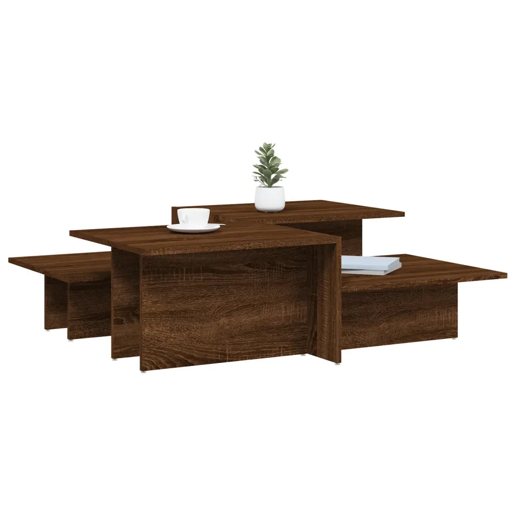 Tavolini da Salotto 2 pz Rovere Marrone in Legno Multistrato 3216160