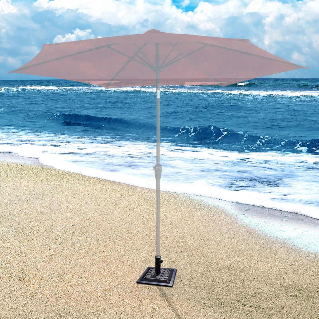 Base per ombrellone riquadro in resina da esterno 44x44x35cm, Supportoper il palo ombrello ¦Õ38 o ¦Õ48mm Bronzo-Basi per ombrellone
