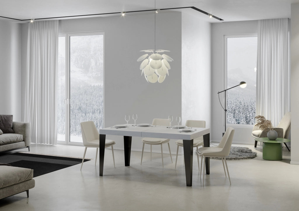 Tavolo allungabile 90x180/440 cm Flaris Premium bianco frassino telaio Antracite