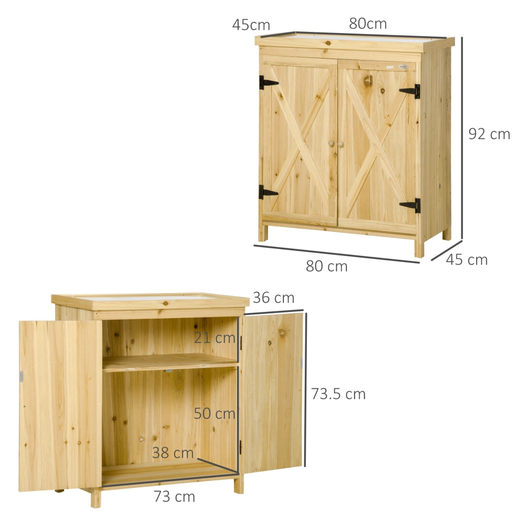Armadio da giardino ¨C zephmum ¨C legno massello metallo 80x45x92 cm