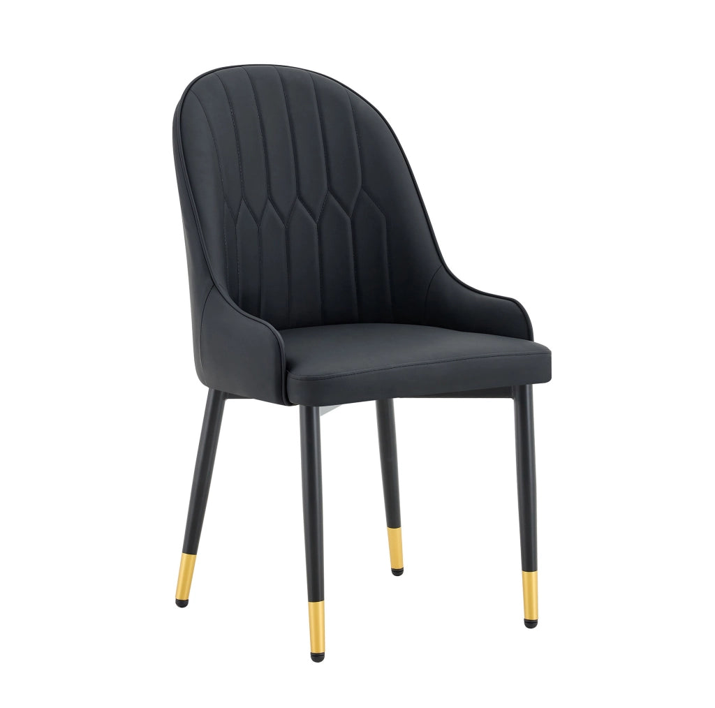 Set di 2 sedie da pranzo con schienale a fulmine in pelle PU nera