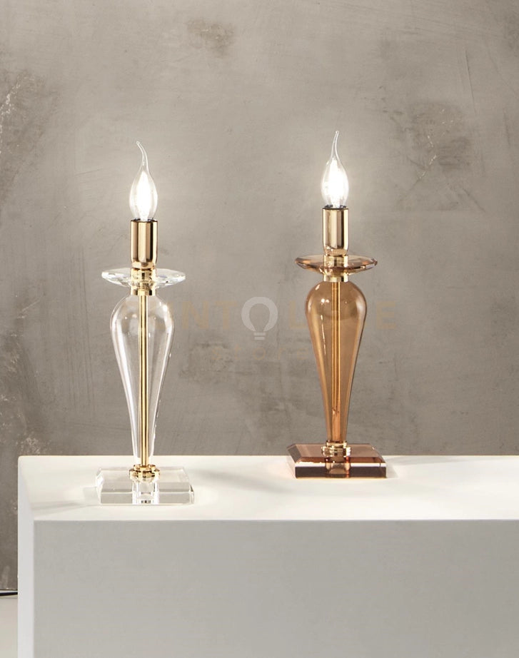 LUME PICCOLO PAGANINI AMBRA ORO 1 LUCE ATTACCO E14 H.32CM