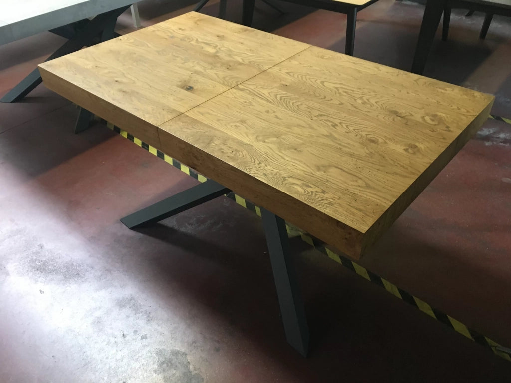 Tavolo  big table impiallacciato legno rovere nodato  l.160 p.90 h.78 (aperto260cm) (1650) - Mobili 2G
