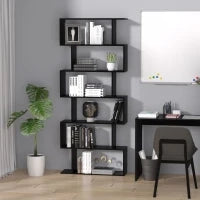 Libreria Legno Design Moderno con 6 Ripiani 80 × 23 × 192cm Nero