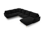 Cosmopolitan Design - Divano panoramico sinistro "Vienna" 7 posti in velluto nero 