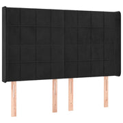 Testiera | Testata ad Orecchio Nera 147x16x118/128 cm in Velluto