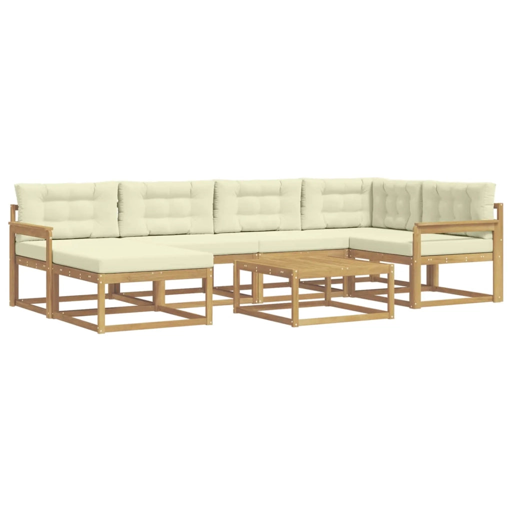 Set di divani da esterno 7 pcs Bianco e Crema