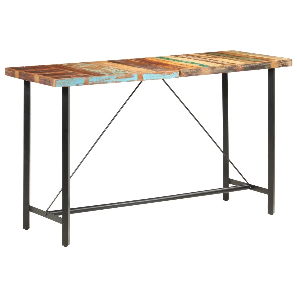 Set da Bar 7 pz in Legno Massello di Recupero e Vera Pelle 3053447