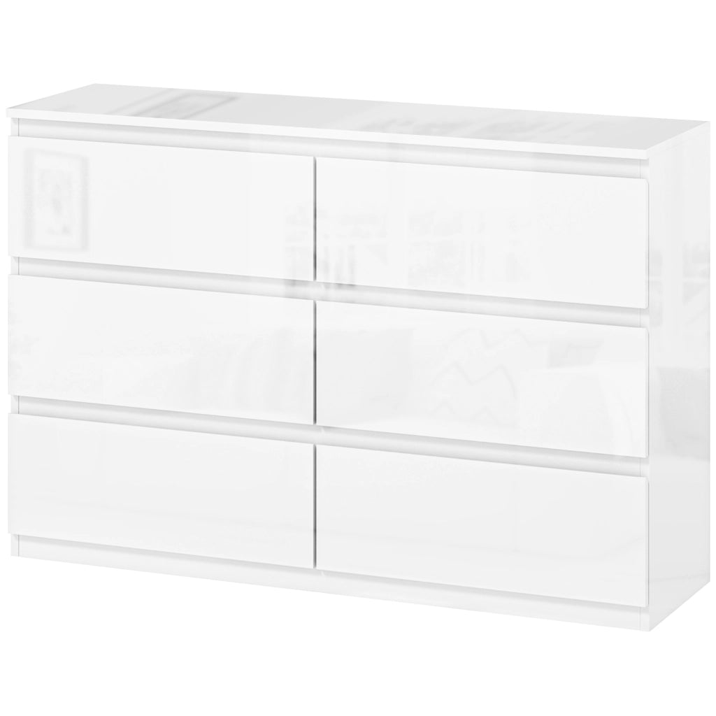 C¨®moda Moderna con 6 Cassetti ¨C zephmum ¨C Bianco Lucido 112x34x75 cm