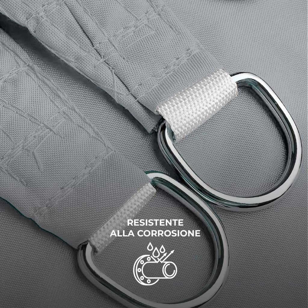 Tenda a Vela Ombreggiante Impermeabile con Anelli Rinforzati Copertura Sole per Giardino Terrazzo Balcone Patio Diverse Forme e Misure Grigio - Triangolare3x3 Metri