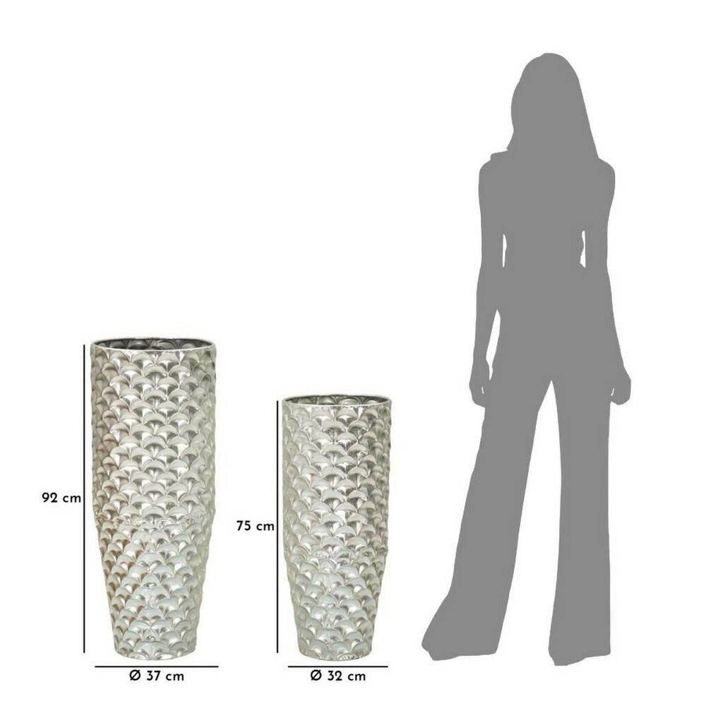 Set di 2 vasi Premezzo, Complemento d'arredo, Anfora, Accessorio d'arredo, 37x37 h92 cm, Argento