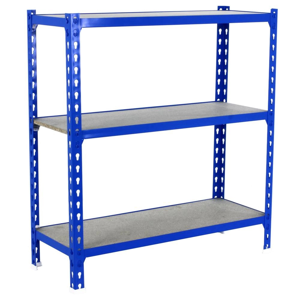 Scaffale in metallo Simon Rack senza viti colore blu/legno 3 ripiani 1000x900x500 mm Made in Spain