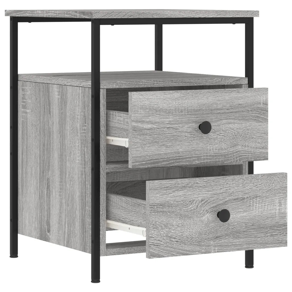 Set di 2 Comodini | Armadio da Notte | Mobiletto da notte Grigio Sonoma 44x45x60 cm in Legno Multistrato