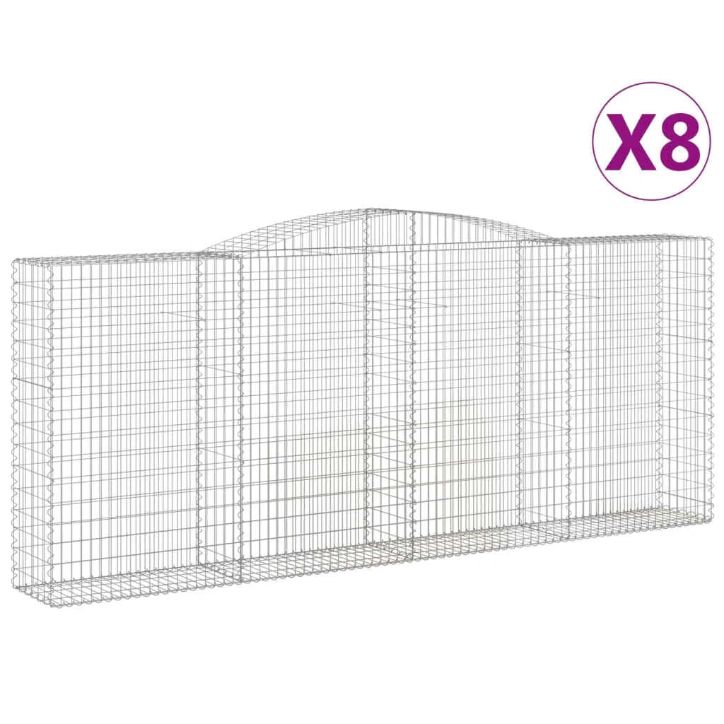 Set di 8 gabbioni ad arco per recinzioni a gabbia e muri di contenimento 400 x 50 x 160/180 cm ferro zincato argento 02_0041227