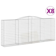 Set di 8 gabbioni ad arco per recinzioni a gabbia e muri di contenimento 400 x 50 x 160/180 cm ferro zincato argento 02_0041227