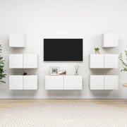 Set Mobili Porta TV 7 pz Bianco in Legno Multistrato 3078712