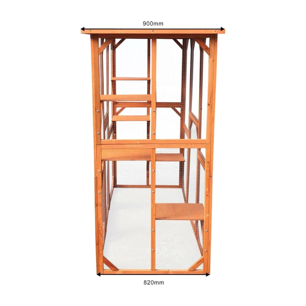 Recinto per gatti da esterno in legno resistente 180x88x169cm 6 aree di riposo 16_0001712