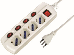 multipresa 4 bipasso schuko con 5 interruttori figura 5 cod:ferx.9898