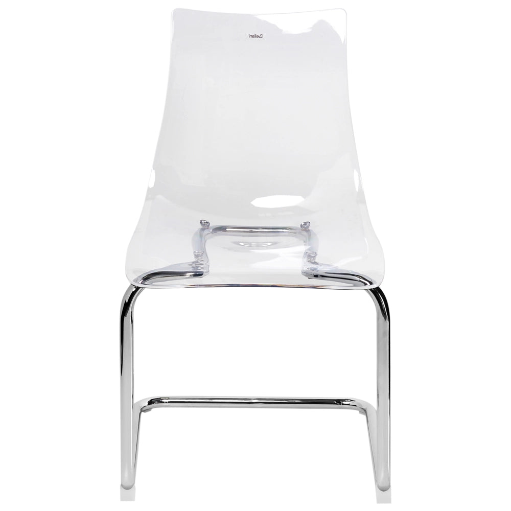 Set di 2 sedie da pranzo con seduta in plastica trasparente a sbalzo stile moderno