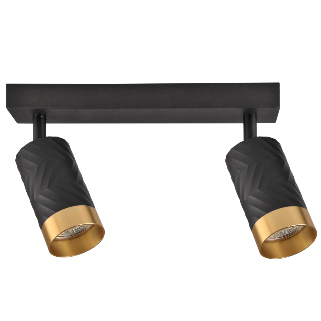 Lampada parete/soffitto 2 luci nero oro GU10 Arras Polux