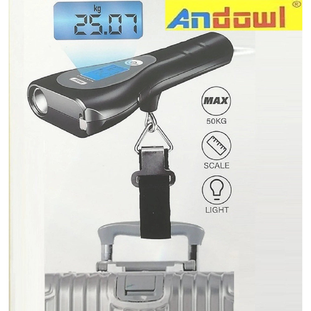 Trade Shop - Bilancia Digitale Portatile Per Bagagli Fino A 50kg Metro Torcia Display Q-t158 -